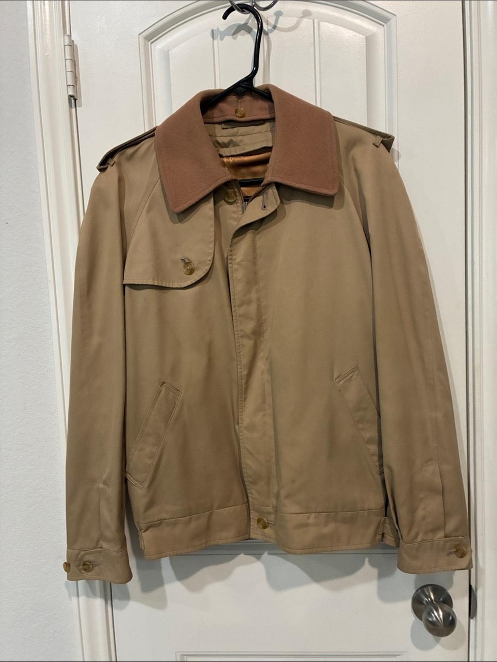 Burberry Tan Jacket with Brown Collar - Lightweight Shirt Jacket